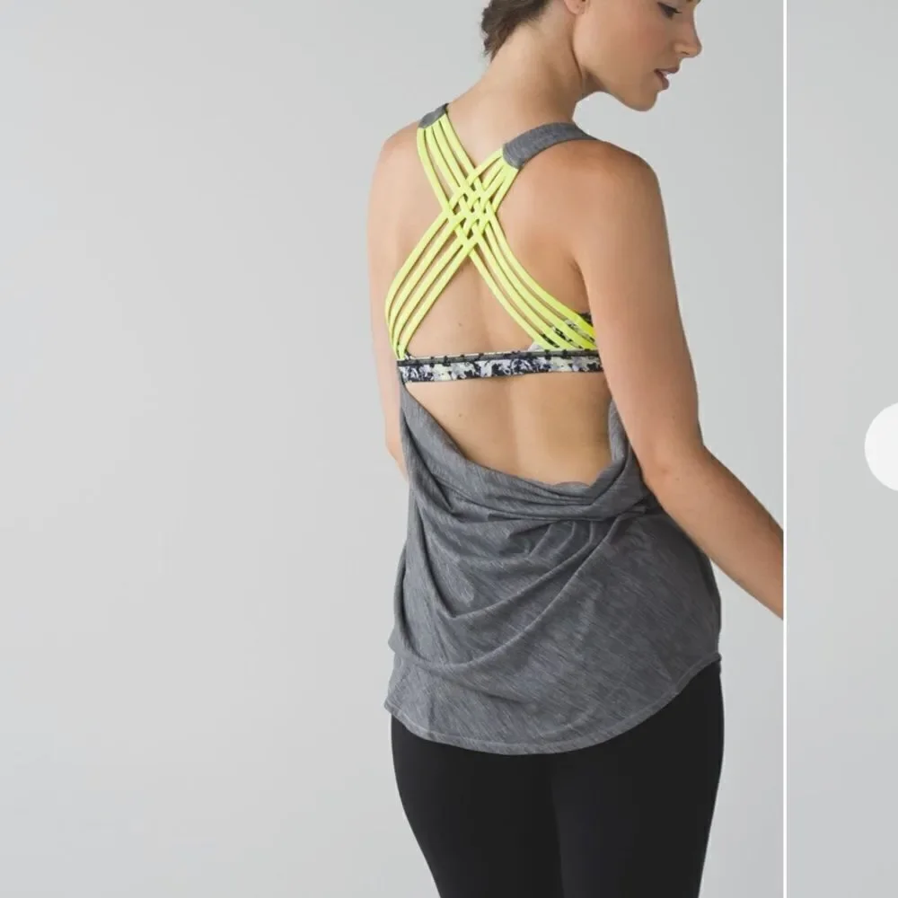 Lululemon Wild Tank Heathered Gray Yellow Floral